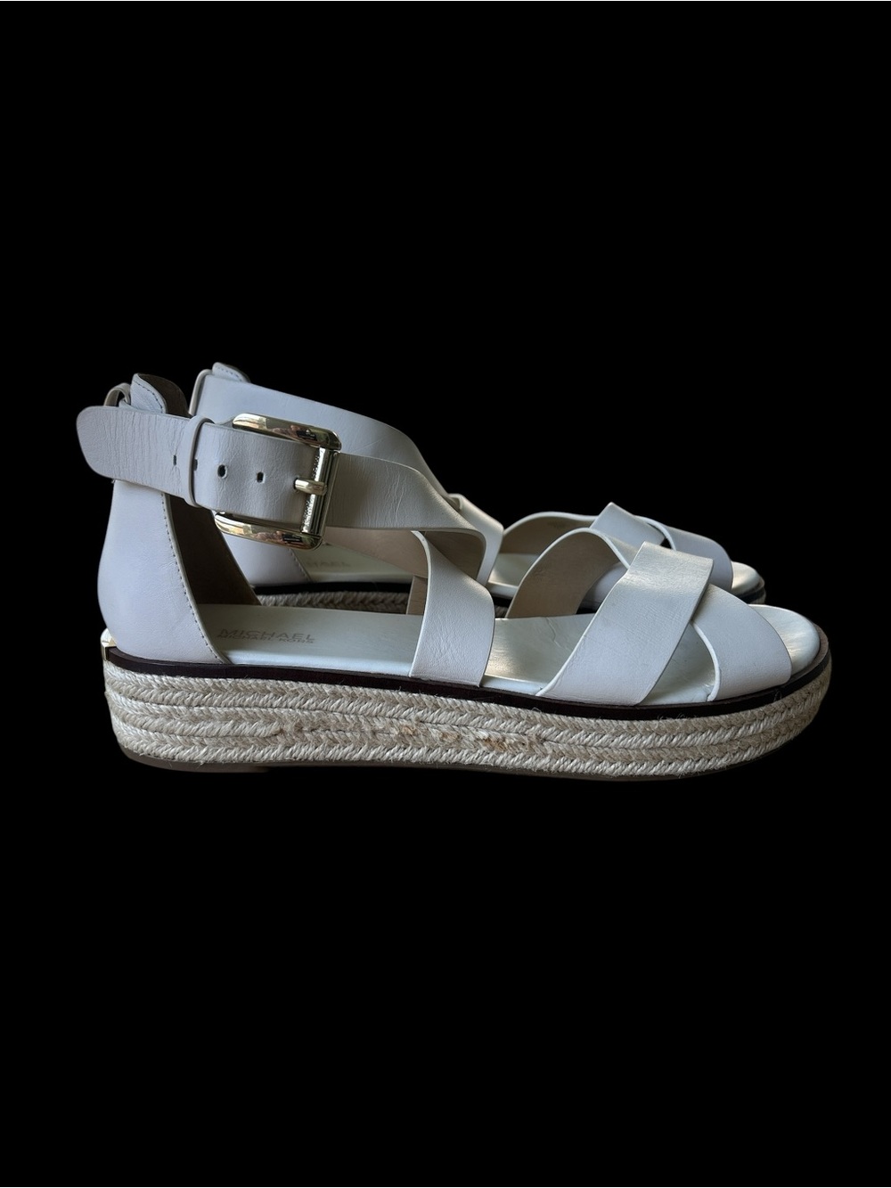 Michael Kors Ivory Sandals with Gold Buckles - Picture 5 of 8